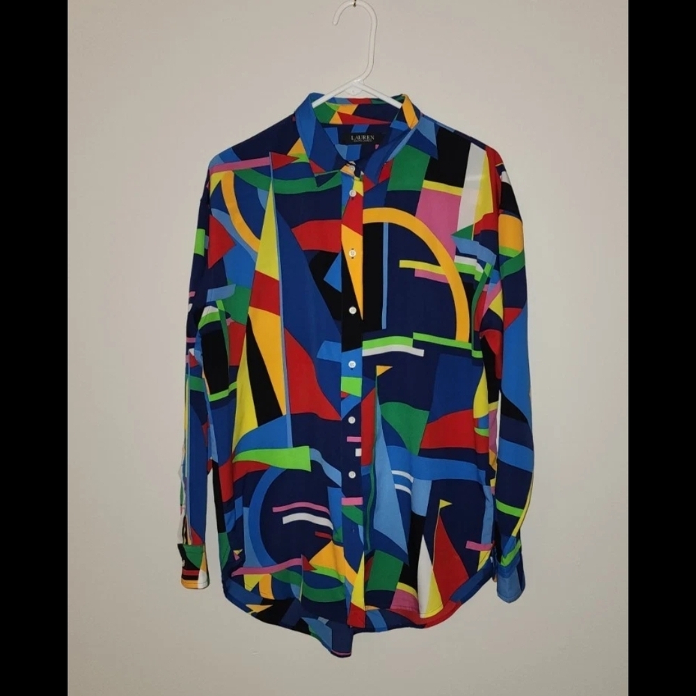 Lauren Ralph Lauren Vibrant Multicolor Button Down Shirt